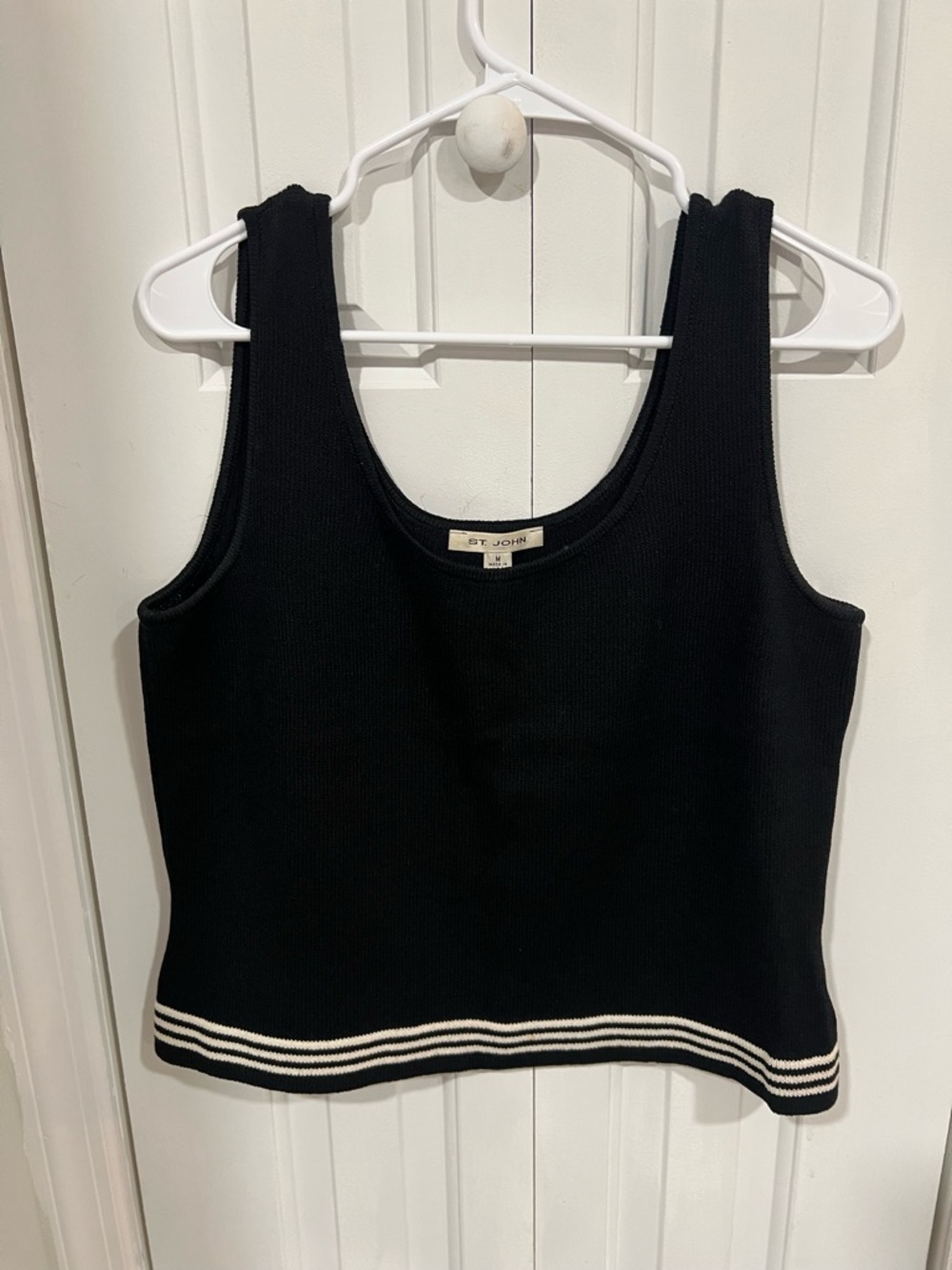 St. John Black Tank with Ivory Trim
